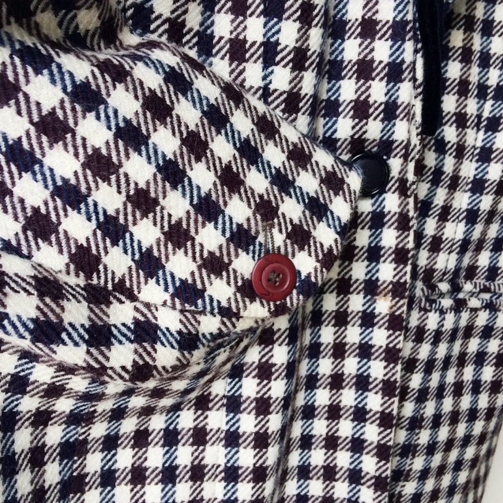 Wool small check long blazer with velvet lapel - Picture 4 of 8